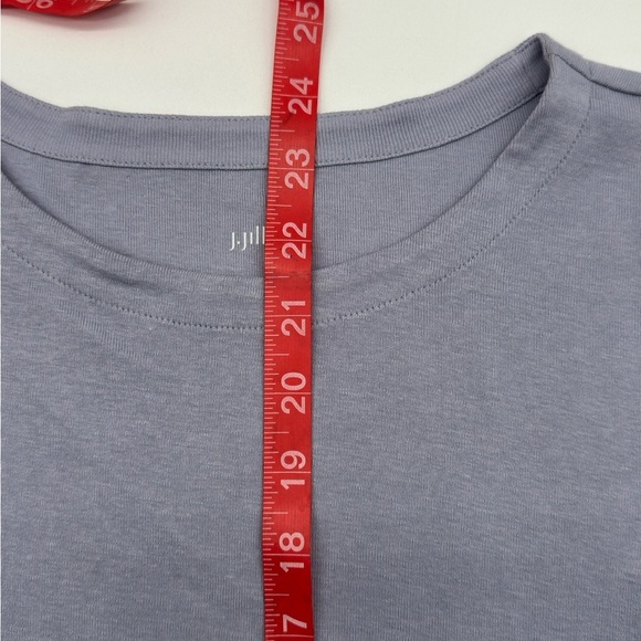 J Jill Ribbed Knit Longline Crewneck Tunic Gray Stretch Jersey Knit Size Small - Picture 9 of 10